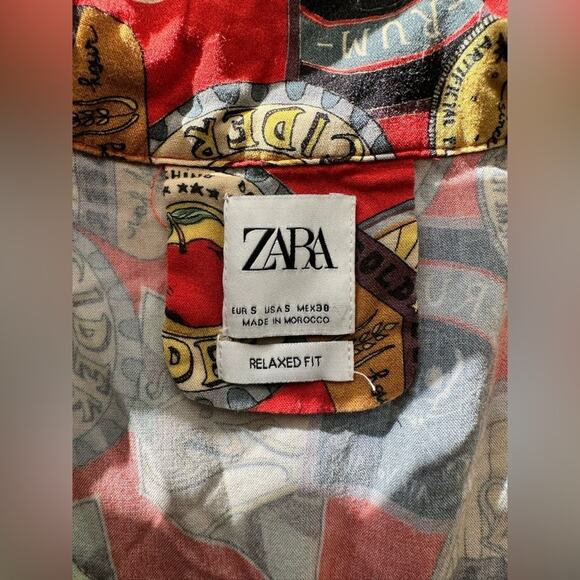 Zara Men’s Multicolour Coaster Print Shirt Size Small Relaxed Fit - Picture 4 of 6